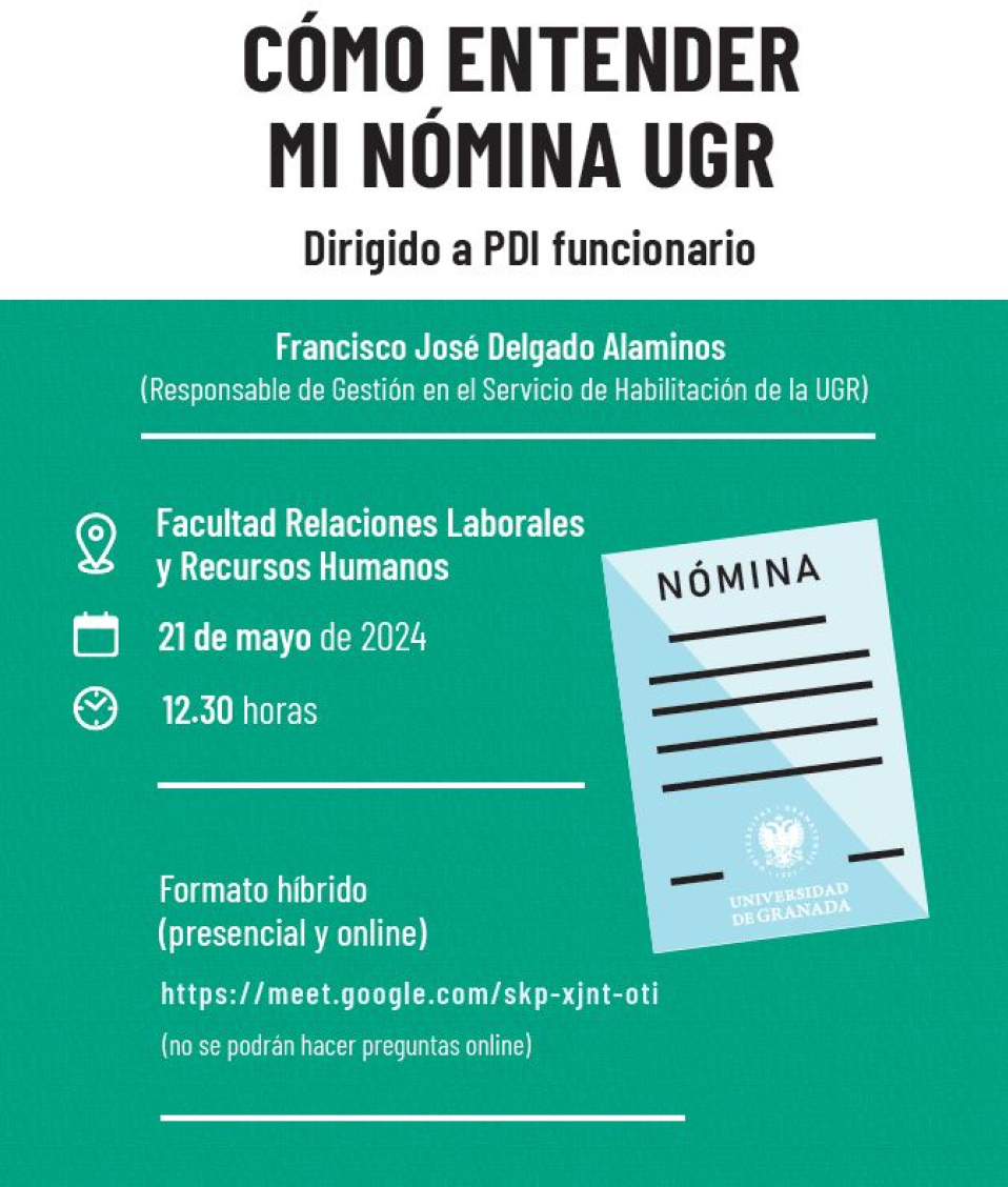 Charla "Cómo entender mi nómina UGR" (para PDI funcionario) 21 de